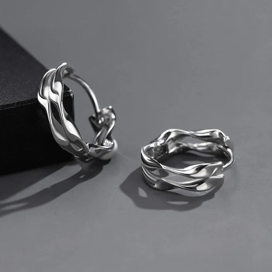 Wave Silver Hoop