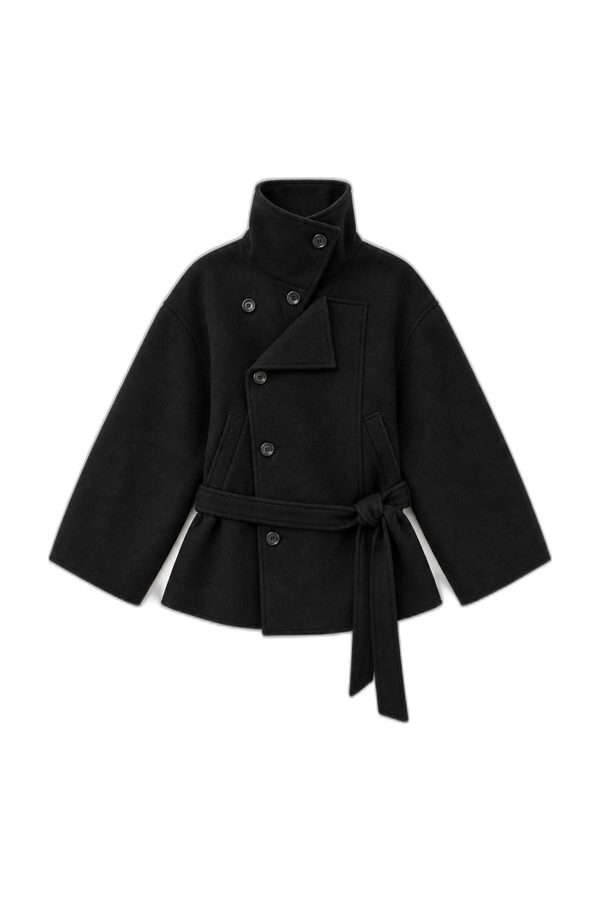 Belted High Collar Coat