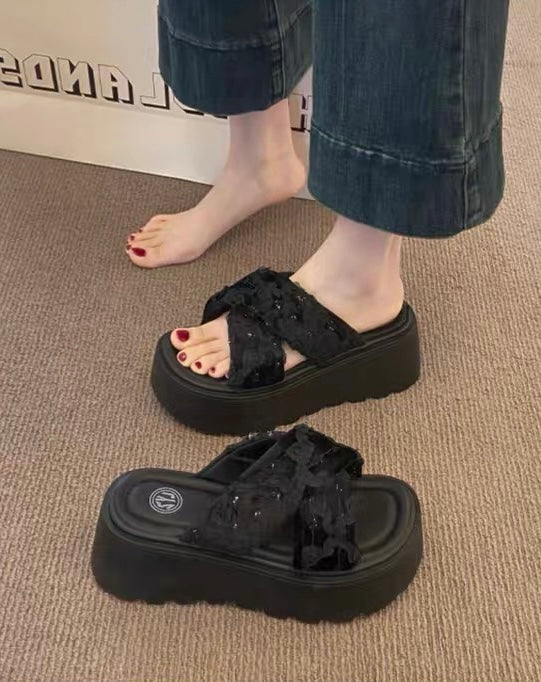 Rose Lace Platform Sandals +8cm