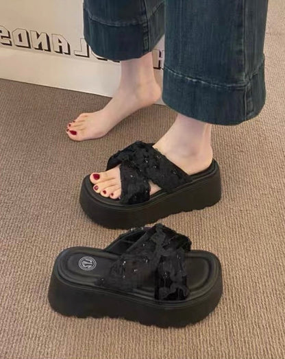 Rose Lace Platform Sandals +8cm