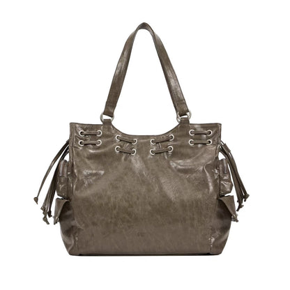 Leather race アップチェーントートバッグ