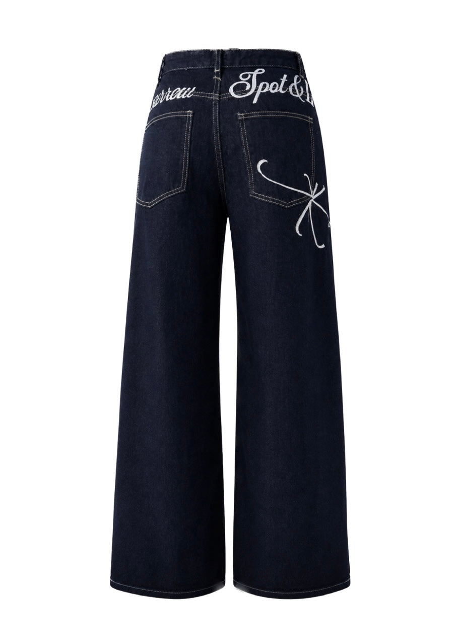 Spot & Bow Wide-Leg Jeans