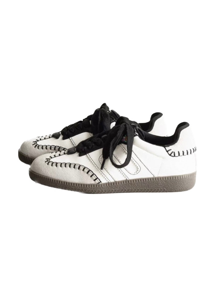Black Hand-Stitched Low Sneakers