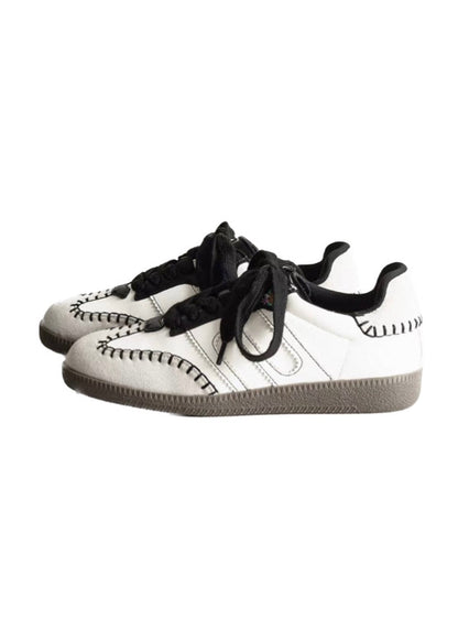 Black Hand-Stitched Low Sneakers