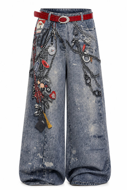 Chain Graphic Jeans