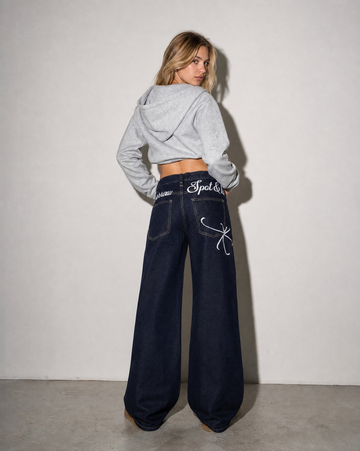 Spot & Bow Wide-Leg Jeans