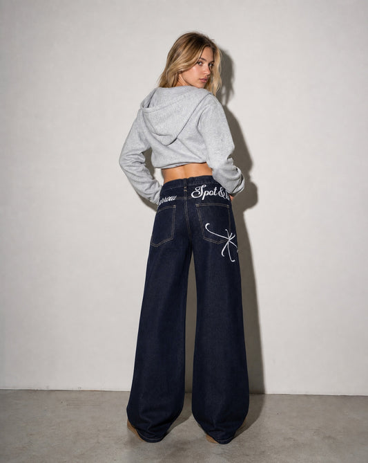 Spot & Bow Wide-Leg Jeans