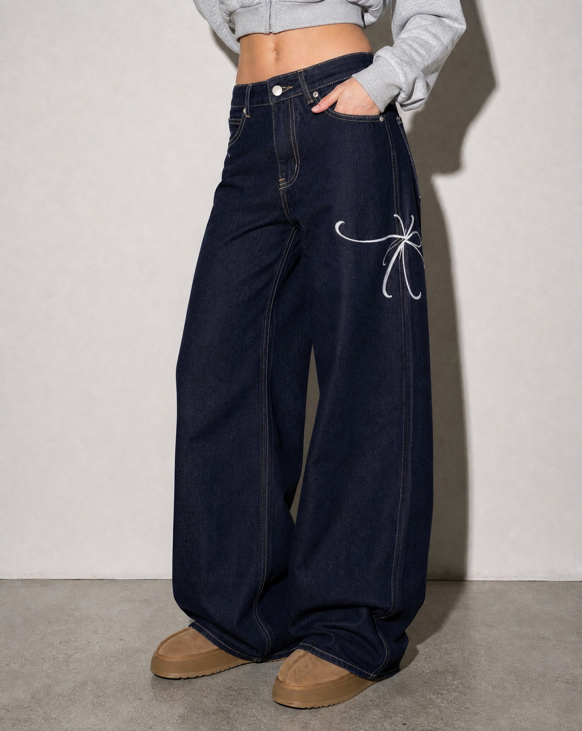 Spot & Bow Wide-Leg Jeans
