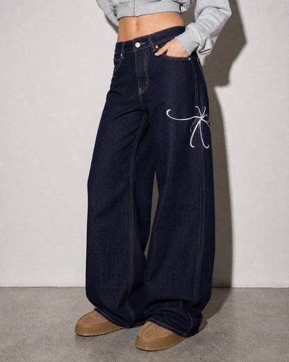 Spot & Bow Wide-Leg Jeans