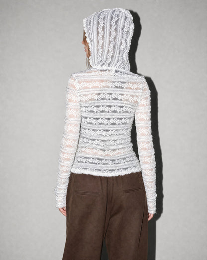 Sheerレース Hooded Top