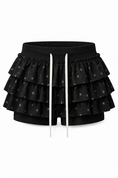 Star Tiered Skirt - BLACK