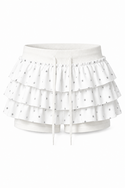 Star Tiered Skirt - WHITE