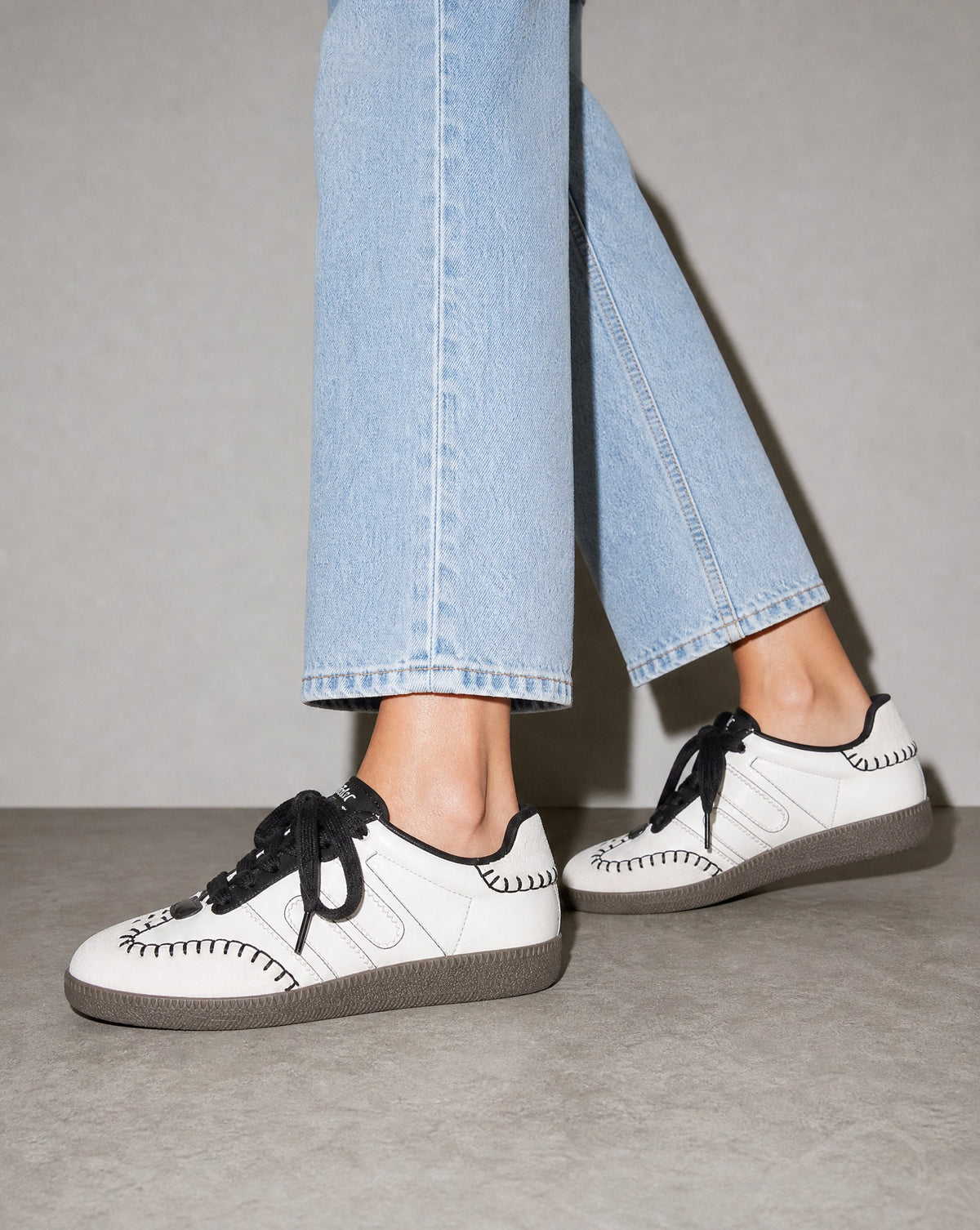 Black Hand-Stitched Low Sneakers