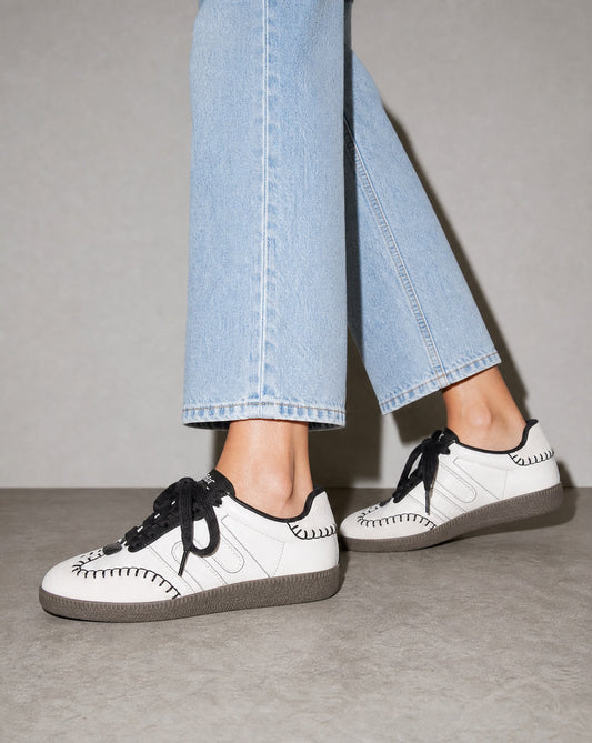 Black Hand-Stitched Low Sneakers