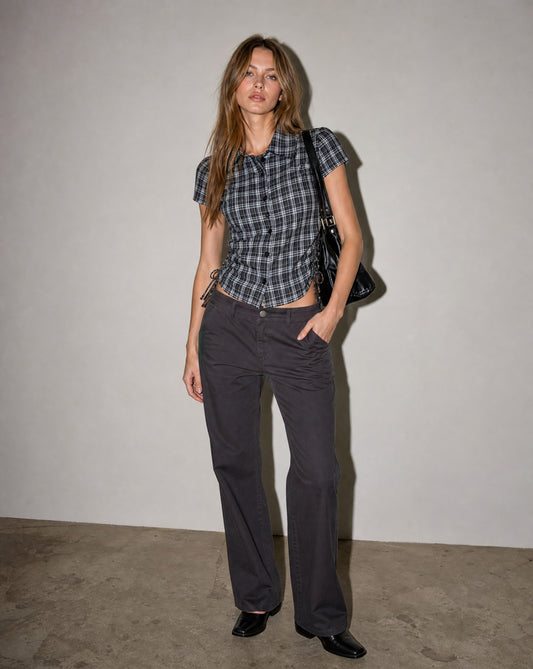 Midnight Check Lace-Up トップス