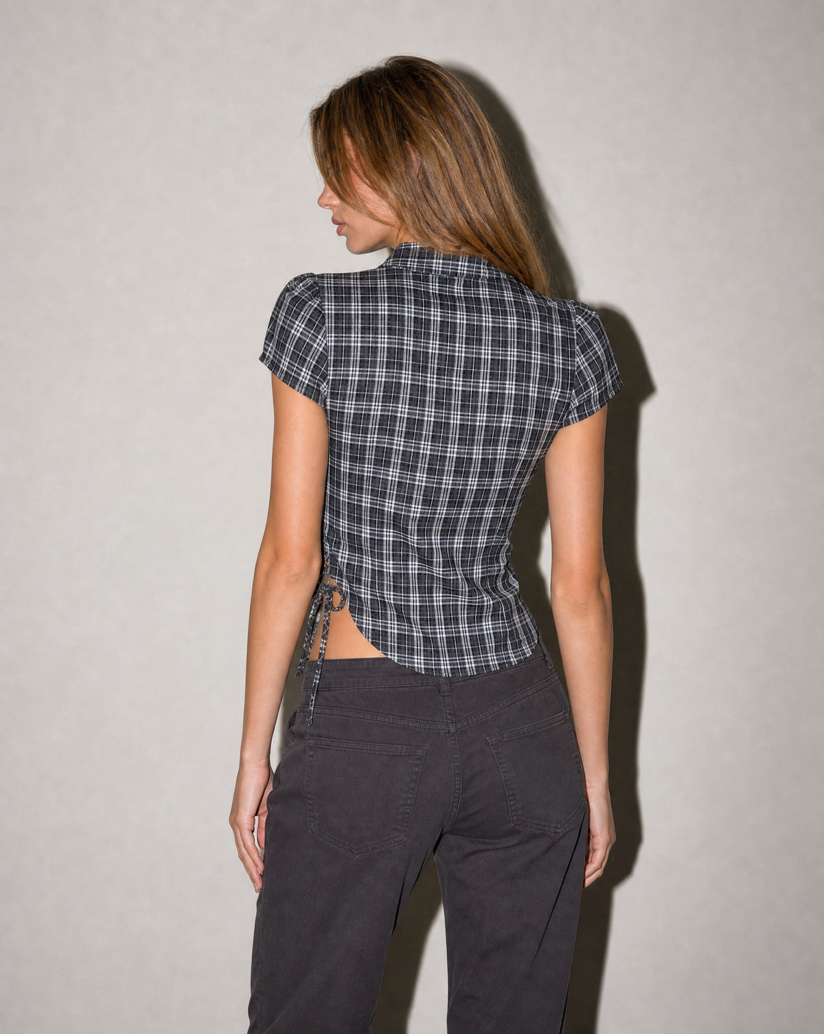 Midnight Check Lace-Up トップス