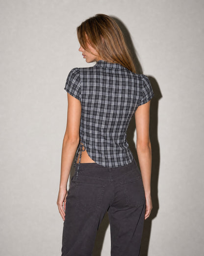 Midnight Check Lace-Up トップス