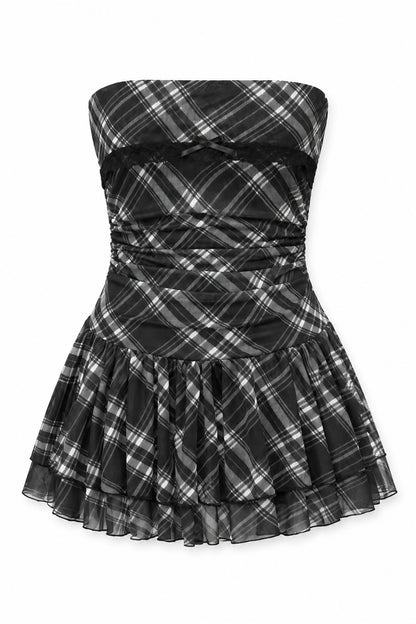 Ruched Plaid Dress