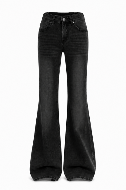 Faded Flare Jeans - BLACK