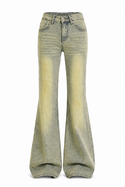 Faded Flare Jeans - YELLOW