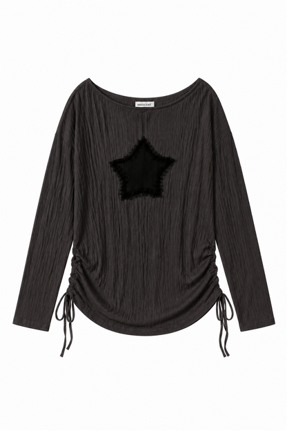 Fuzzy Star Top - BLACK