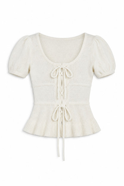 Lace-Up Knit Top