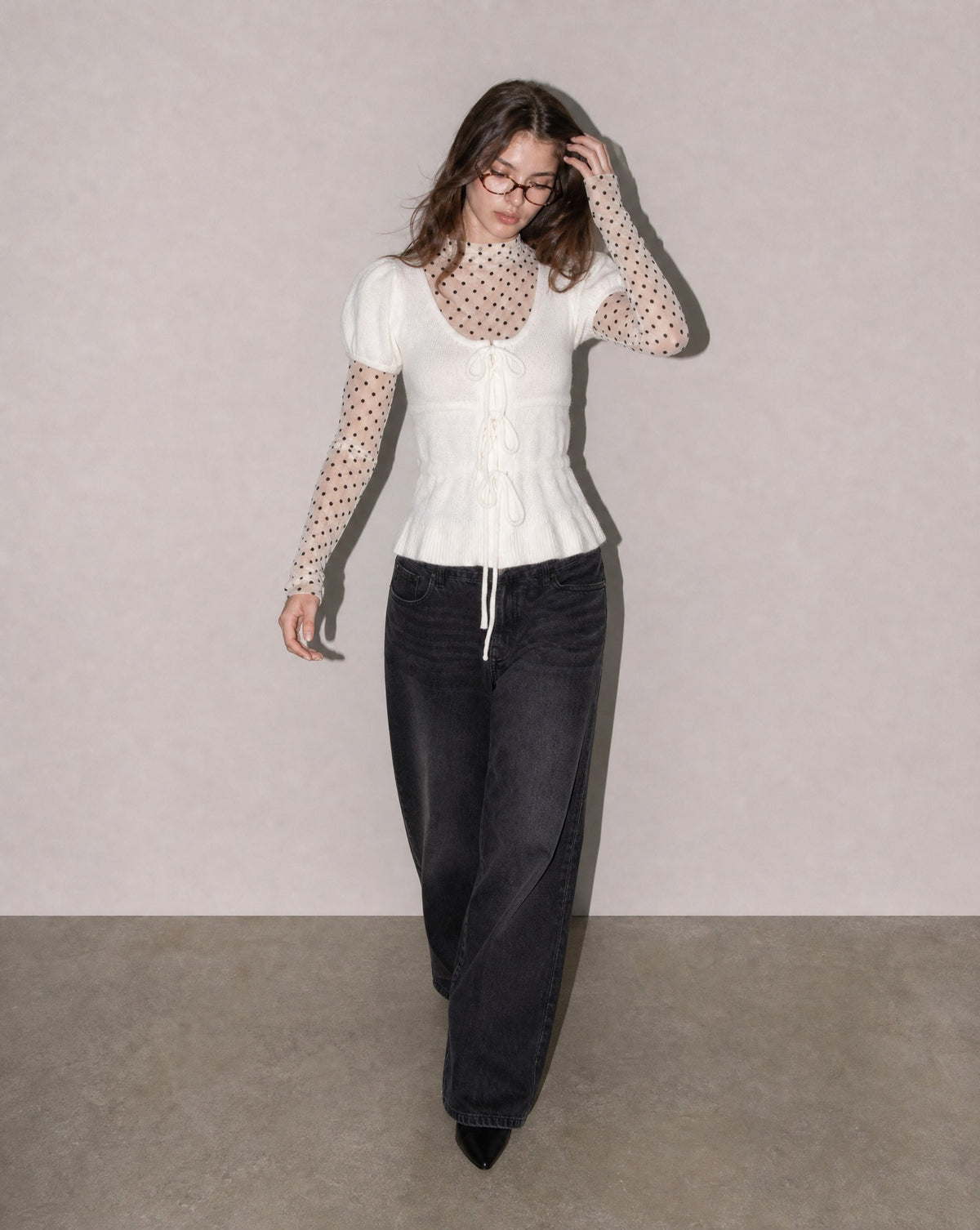 Lace-Up Knit Top
