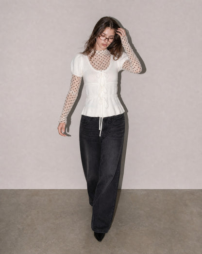 Lace-Up Knit Top