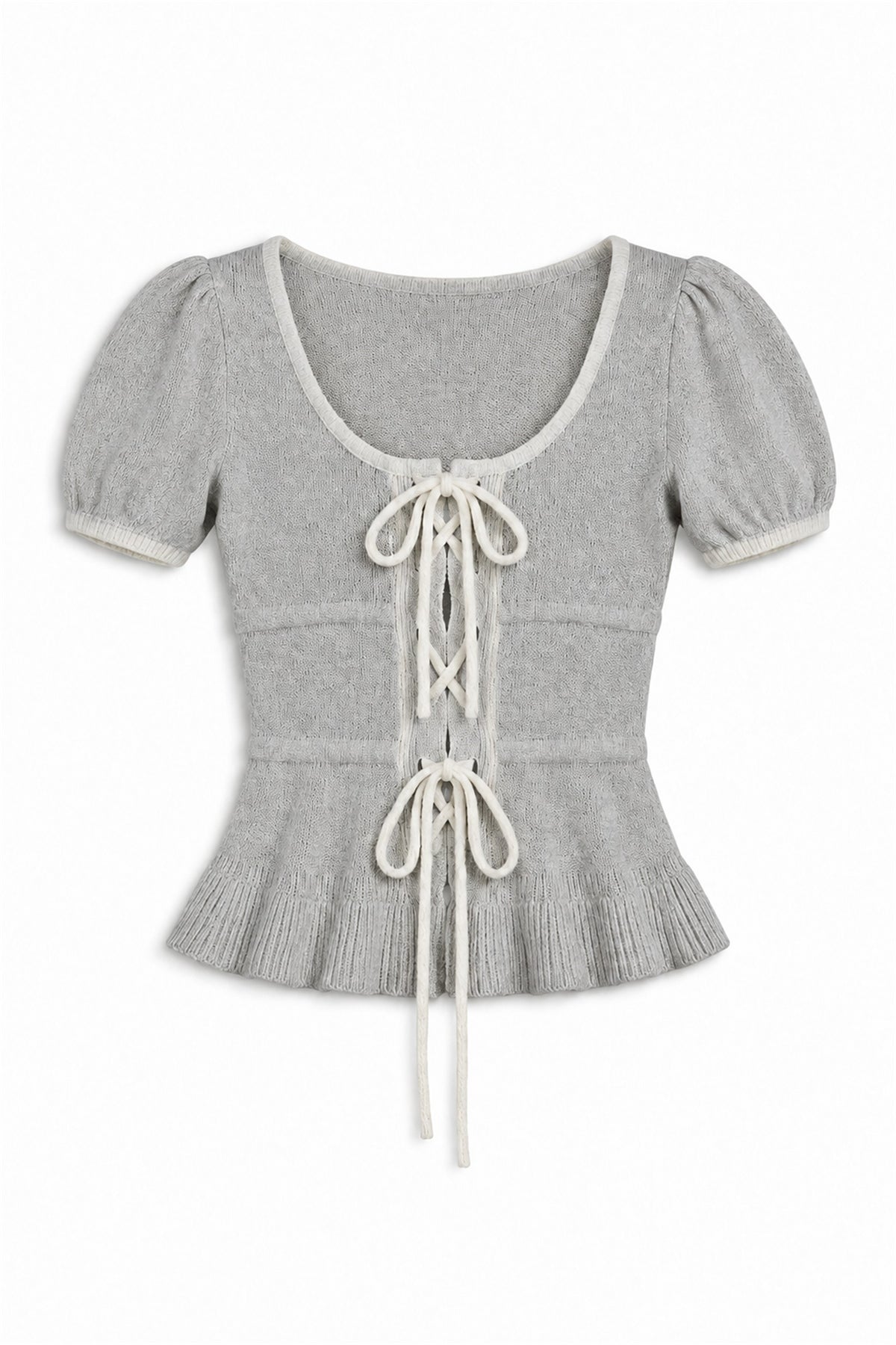 Lace-Up Knit Top