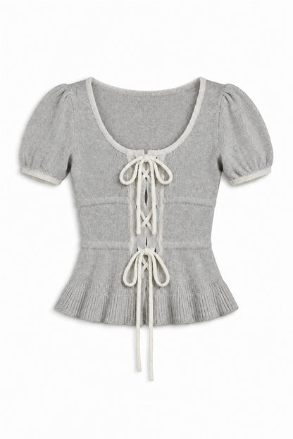 Lace-Up Knit Top