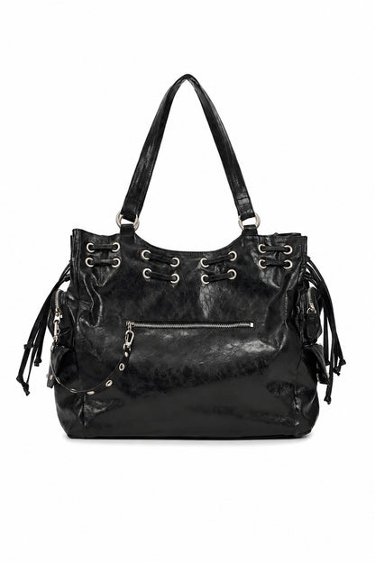 Studded Lace-Up Tote