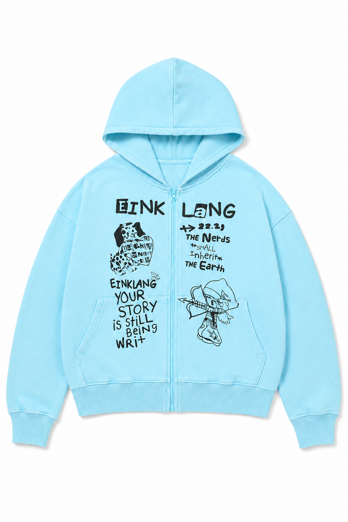 Graphic Zip Hoodie - BLUE