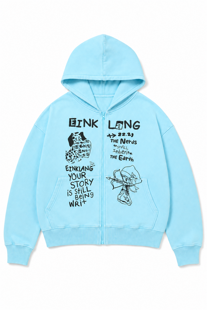 Graphic Zip Hoodie - BLUE