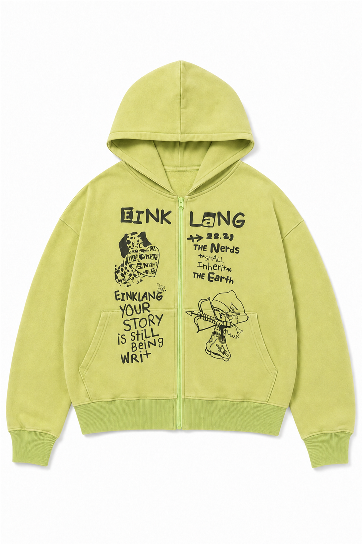 Graphic Zip Hoodie - GREEN