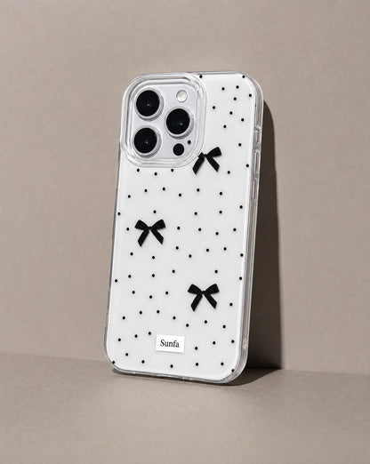 Polka Dot Ribbon Clear Case