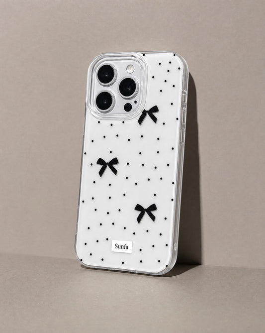 Polka Dot Ribbon Clear Case