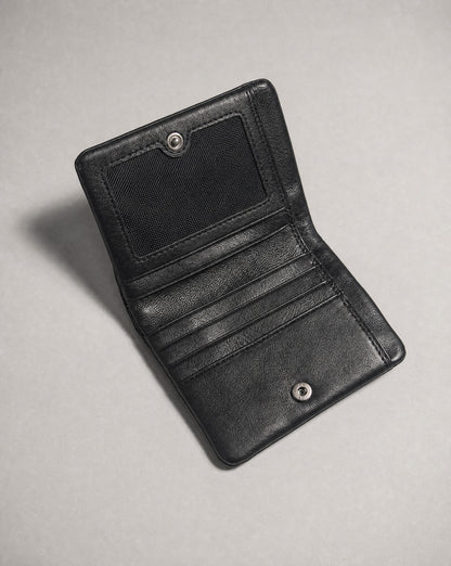 Minimalist Black Leather Zip Wallet