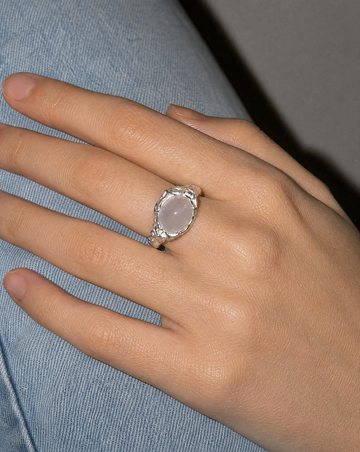 Naples Night Silver Cats Eye Ring