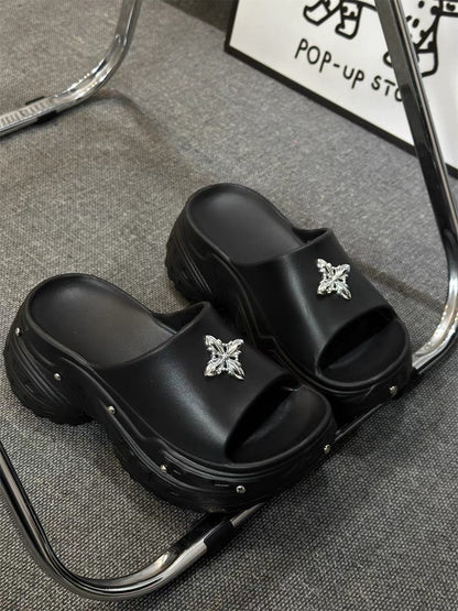 Y2K-Chrome-Butterfly Sandals +8cm