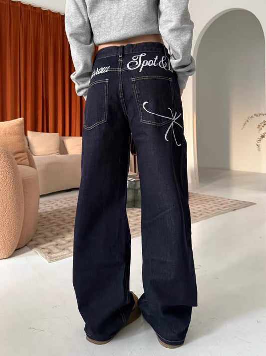 Spot & Bow Wide-Leg Jeans