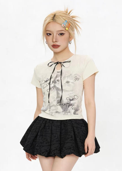 Midnight Cat Ribbon Tシャツ