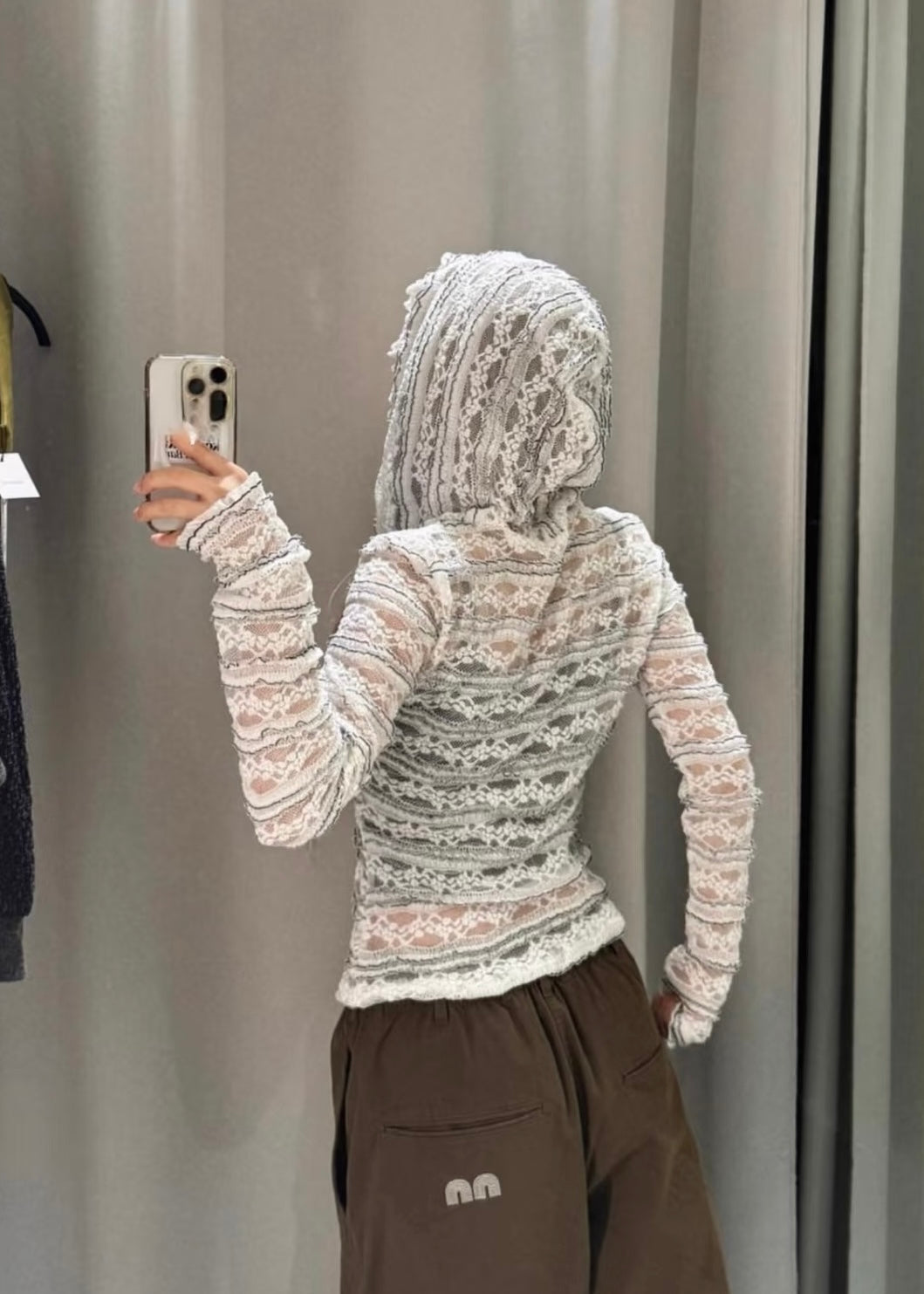 Sheerレース Hooded Top