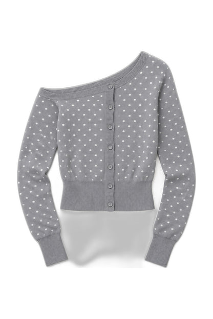 Dotted Wide Neck Cardigan
