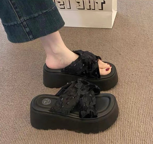 Rose Lace Platform Sandals +8cm