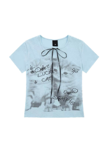 Midnight Cat Ribbon Tシャツ