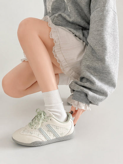 Ribbon Dot Lace-Up Sneakers