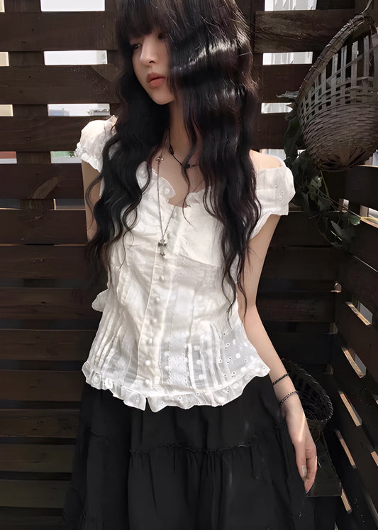 Cotton Lace フリルブラウス