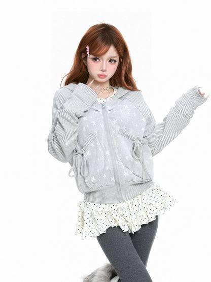 Starry Lace-up Cropped パーカー