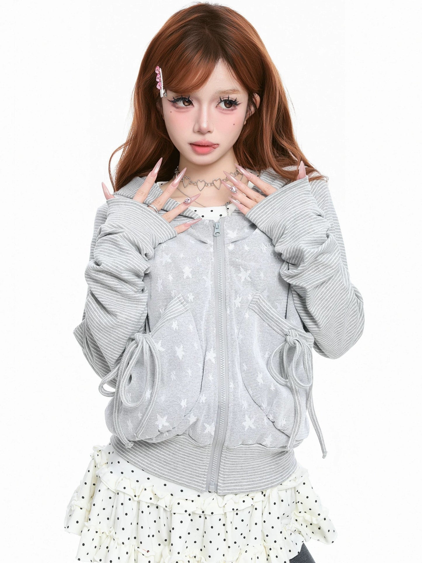 Starry Lace-up Cropped パーカー