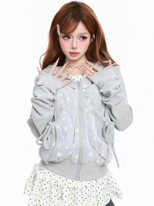 Starry Lace-up Cropped パーカー